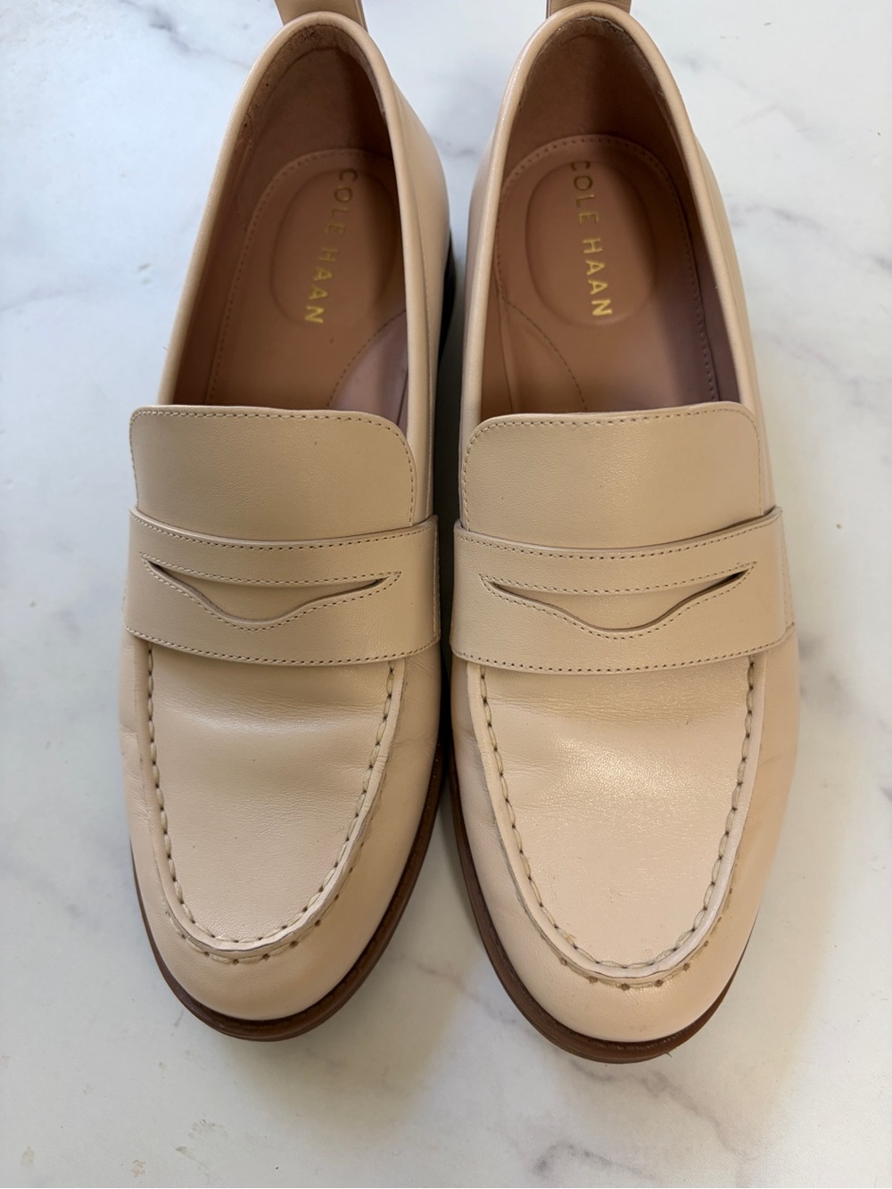 Cole Haan Women’s Cream Leather Penny Loafers Sz 7